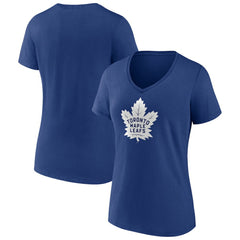 NHL Blue Toronto Maple Leafs Women's Team Logo V-Neck T-Shirt