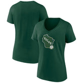 NBA Milwaukee Bucks Women's Alternate Logo V-Neck T-Shirt