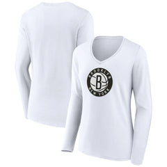 NBA Brooklyn Nets Women's Alternate Logo V-Neck Long Sleeve T-Shirt