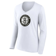 NBA Brooklyn Nets Women's Alternate Logo V-Neck Long Sleeve T-Shirt