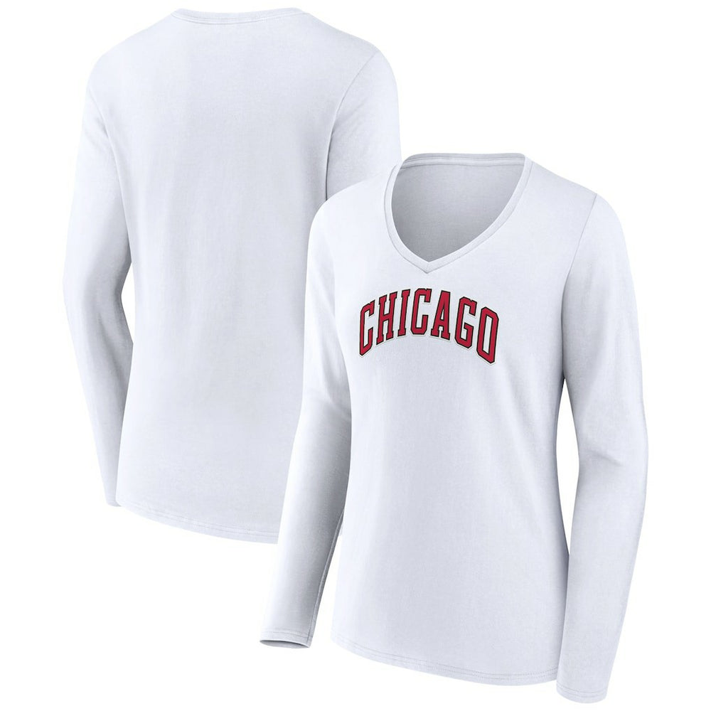 NBA Chicago Bulls Women's Alternate Logo V-Neck Long Sleeve T-Shirt sale