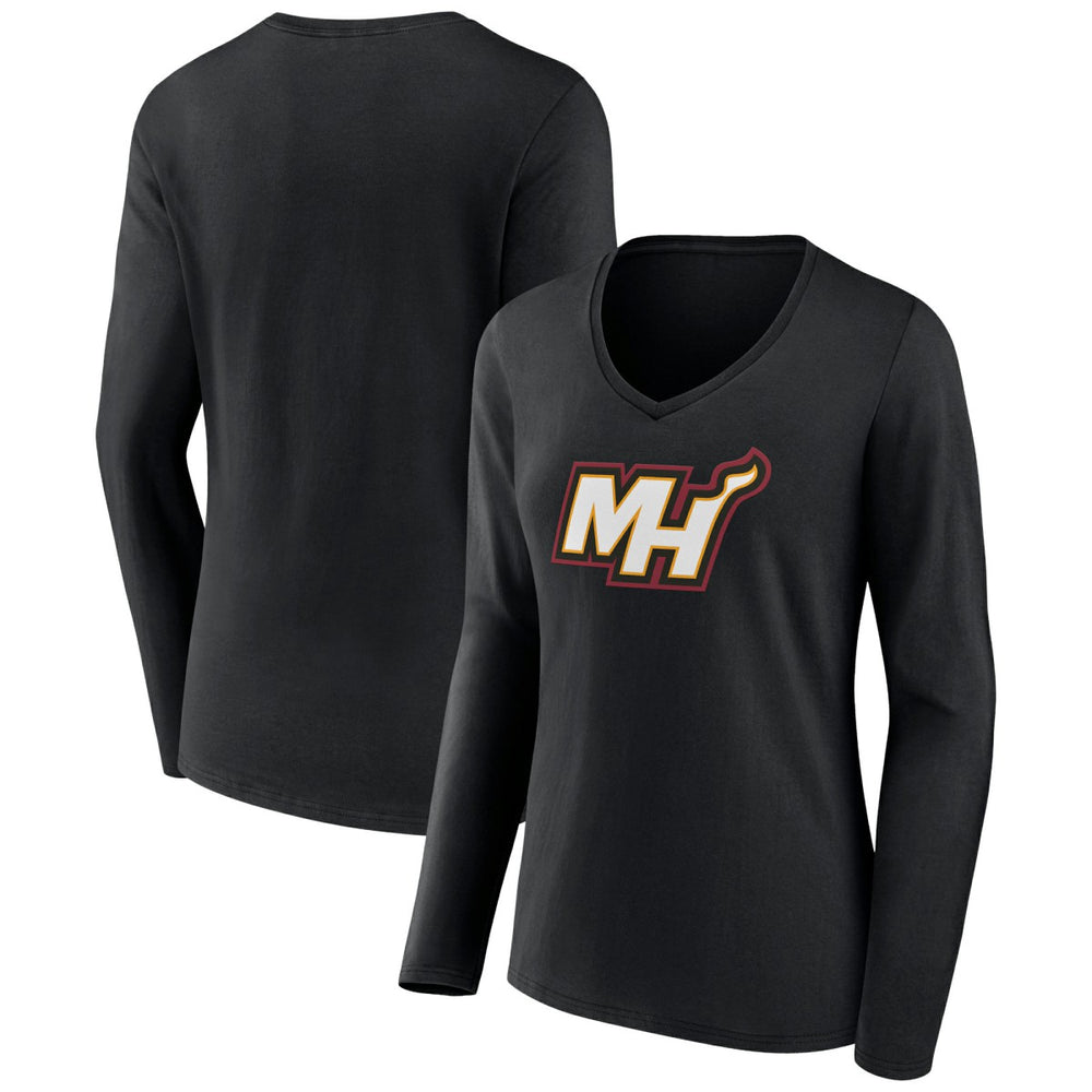 NBA Miami Heat Women's Alternate Logo V-Neck Long Sleeve T-Shirt