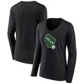 NBA Milwaukee Bucks Women's Alternate Logo V-Neck Long Sleeve T-Shirt