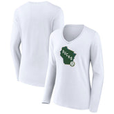 NBA Milwaukee Bucks Women's Alternate Logo V-Neck Long Sleeve T-Shirt