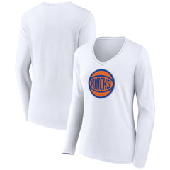 NBA New York Knicks Women's Alternate Logo V-Neck Long Sleeve T-Shirt