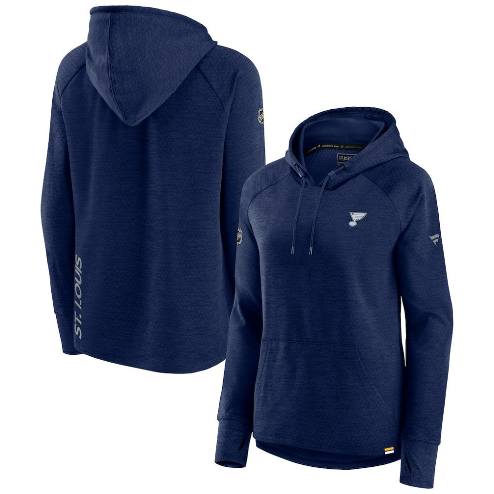 NHL Heather Navy St. Louis Blues Fanatics Women's Authentic Pro Pullover Hoodie