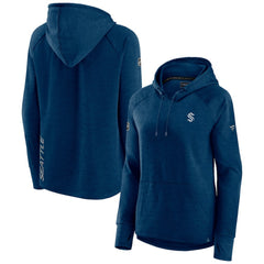 NHL Heather Deep Sea Blue Seattle Kraken Fanatics Women's Authentic Pro Pullover Hoodie