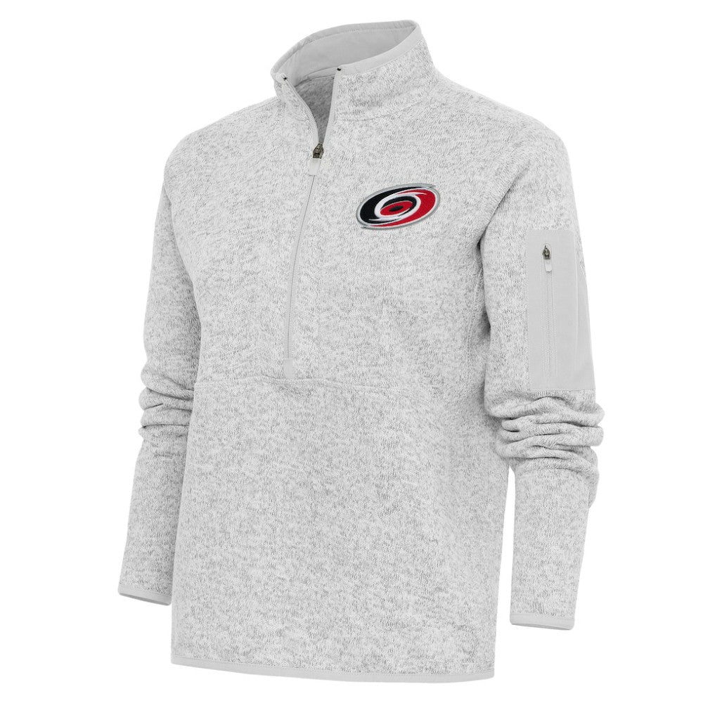 NHL Heather Gray Carolina Hurricanes Antigua Women's Team Logo Fortune Quarter-Zip Jacket