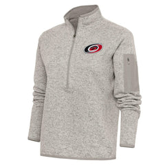 NHL Oatmeal Carolina Hurricanes Antigua Women's Team Logo Fortune Quarter-Zip Jacket