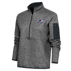 NHL Heather Charcoal Colorado Avalanche Antigua Women's Team Logo Fortune Quarter-Zip Jacket