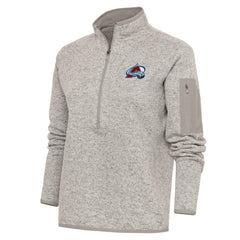 NHL Oatmeal Colorado Avalanche Antigua Women's Team Logo Fortune Quarter-Zip Jacket