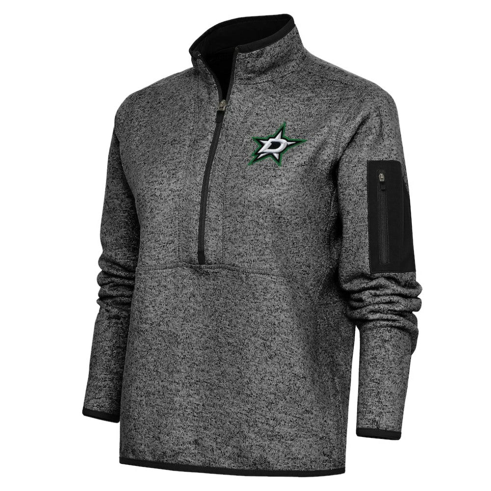 NHL Heather Black Dallas Stars Antigua Women's Team Logo Fortune Quarter-Zip Jacket