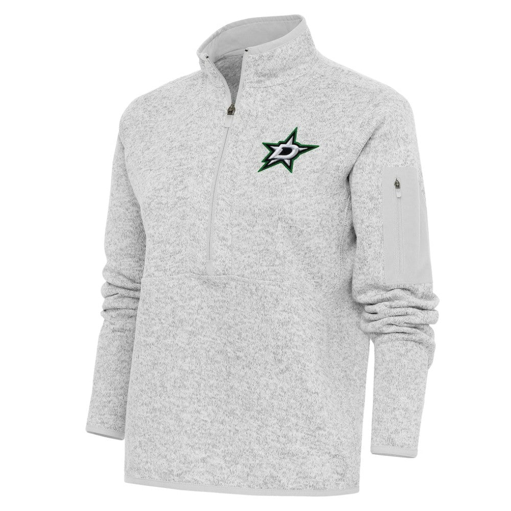 NHL Heather Gray Dallas Stars Antigua Women's Team Logo Fortune Quarter-Zip Jacket
