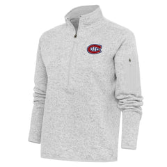 NHL Heather Gray Montreal Canadiens Antigua Women's Team Logo Fortune Quarter-Zip Jacket