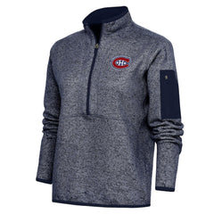 NHL Heather Navy Montreal Canadiens Antigua Women's Team Logo Fortune Quarter-Zip Jacket