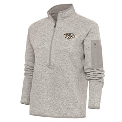NHL Oatmeal Nashville Predators Antigua Women's Team Logo Fortune Quarter-Zip Jacket