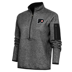 NHL Heather Black Philadelphia Flyers Antigua Women's Team Logo Fortune Quarter-Zip Jacket