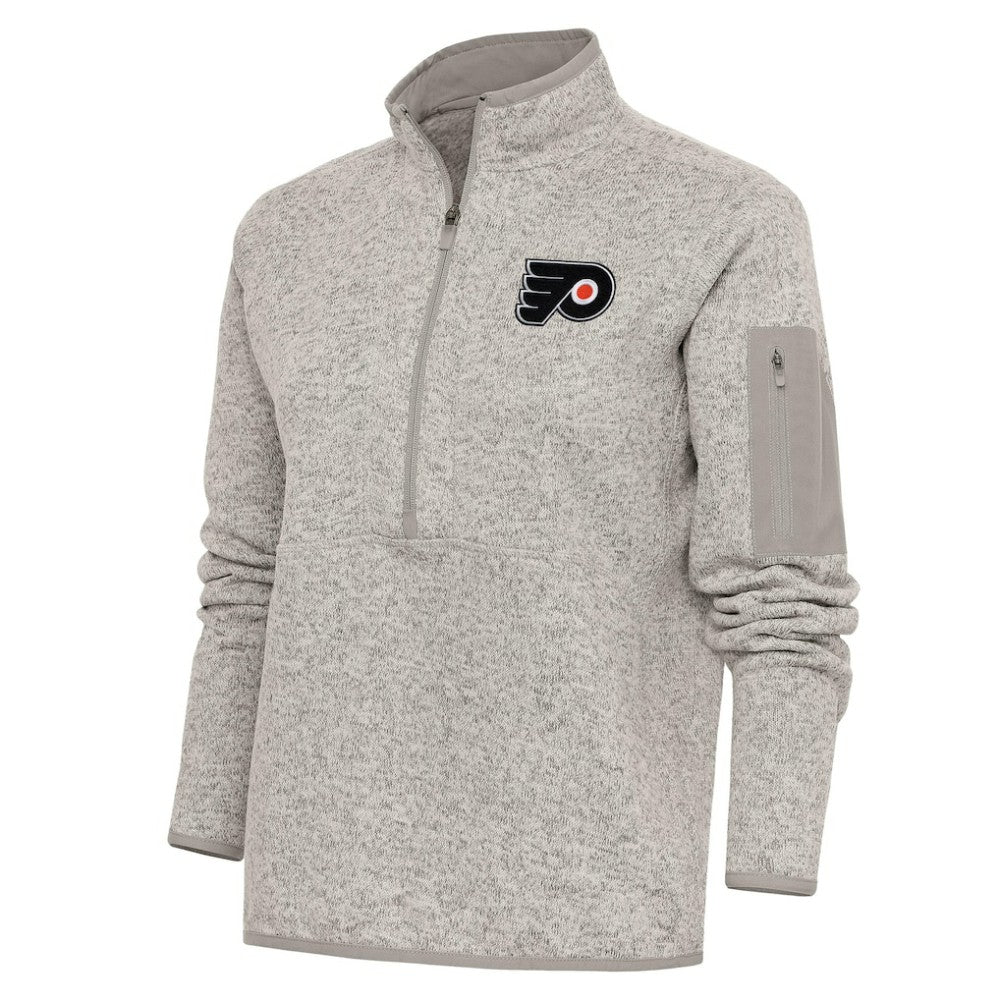 NHL Oatmeal Philadelphia Flyers Antigua Women's Team Logo Fortune Quarter-Zip Jacket