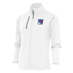 NHL White New York Rangers Antigua Women's Team Logo Generation Full-Zip Jacket