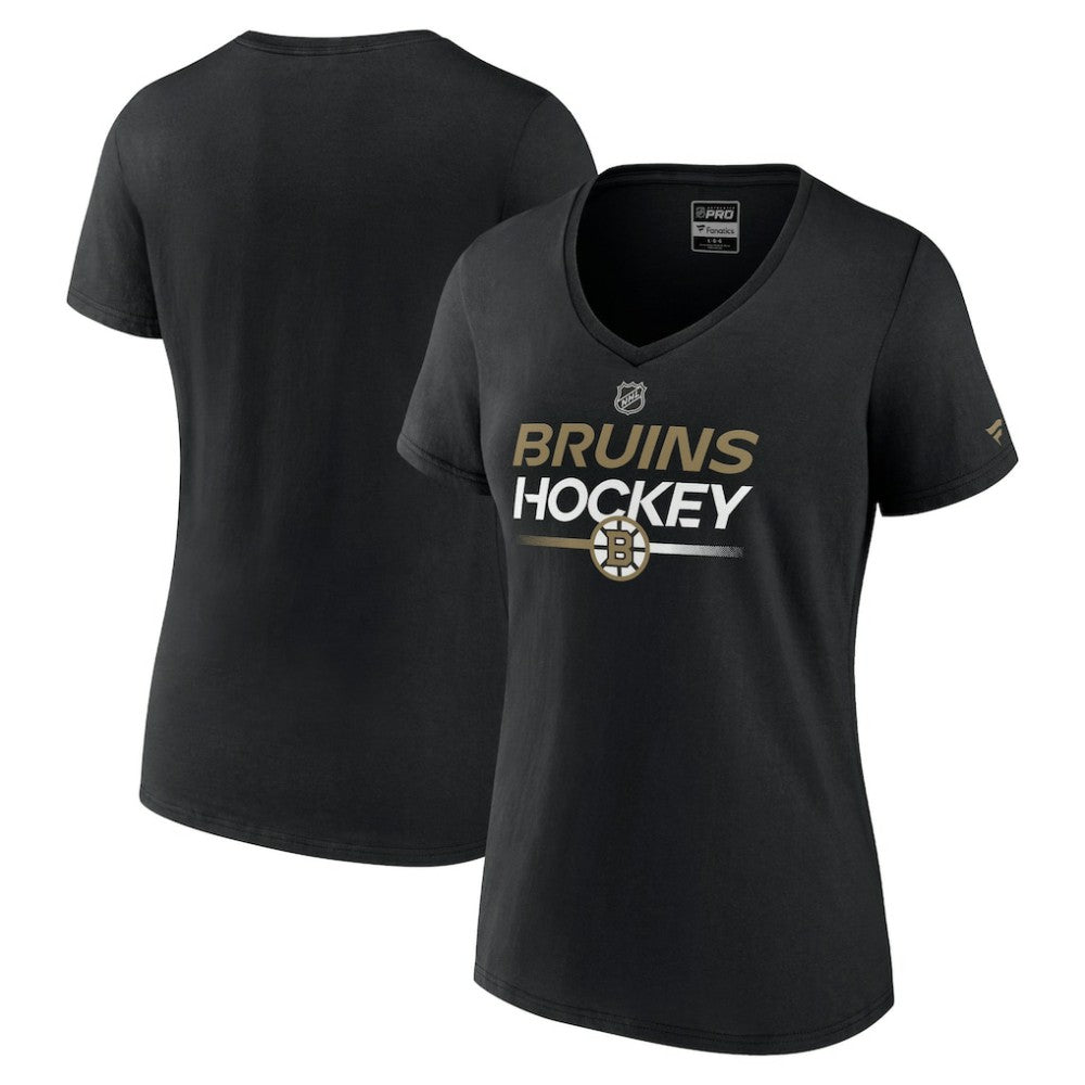 NHL Black Boston Bruins Fanatics Women's Authentic Pro V-Neck T-Shirt