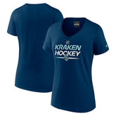 NHL Deep Sea Blue Seattle Kraken Fanatics Women's Authentic Pro V-Neck T-Shirt