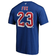 NHL Blue Adam Fox New York Rangers Fanatics Authentic Stack Name & Number T-Shirt