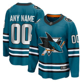 NHL Teal San Jose Sharks Fanatics Home Breakaway Custom Jersey