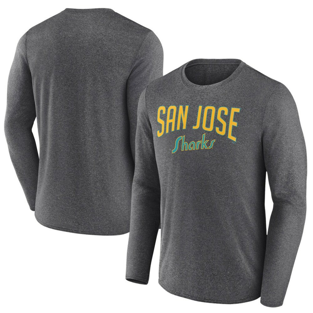 NHL Heather Charcoal San Jose Sharks Fanatics Special Edition 2.0 Scoring Chance Long Sleeve T-Shirt