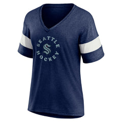 NHL Heather Navy Seattle Kraken Fanatics Women's Special Edition 2.0 Ring The Alarm V-Neck T-Shirt