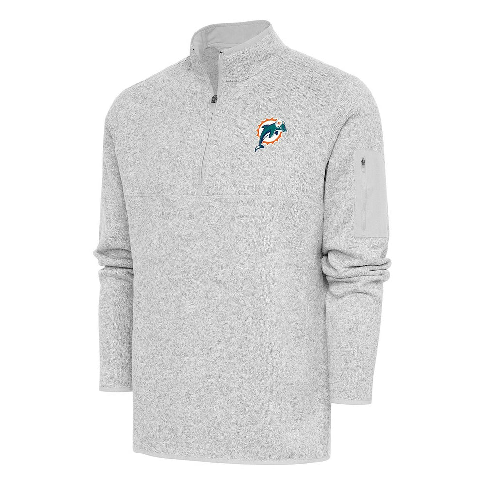 Antigua Throwback Fortune Quarter-Zip Pullover Jacket - Miami Dolphins