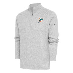 Antigua Throwback Fortune Quarter-Zip Pullover Jacket - Miami Dolphins