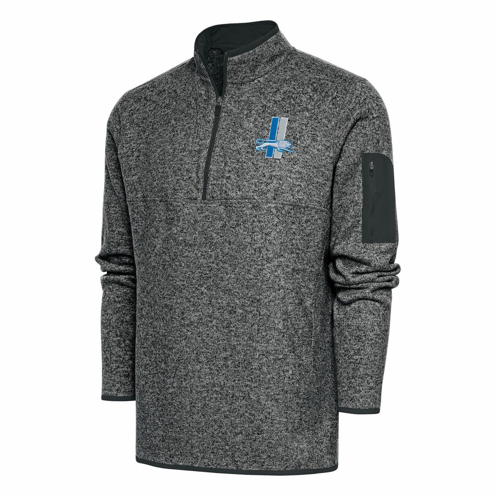 Antigua Throwback Fortune Quarter-Zip Pullover Jacket - Detroit Lions