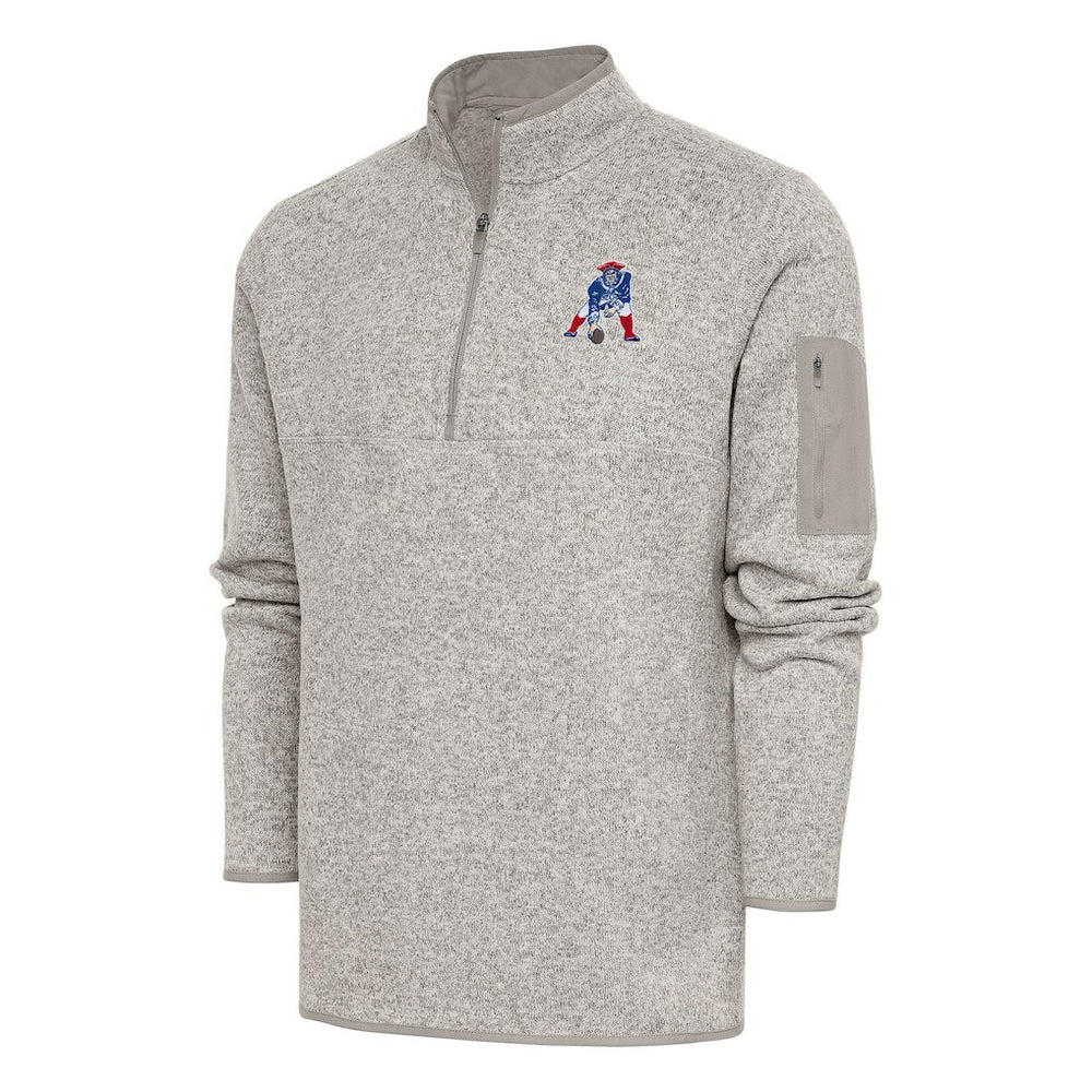 Antigua Throwback Fortune Quarter-Zip Pullover Jacket - New England Patriots