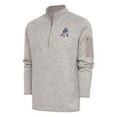 Antigua Throwback Fortune Quarter-Zip Pullover Jacket - New England Patriots