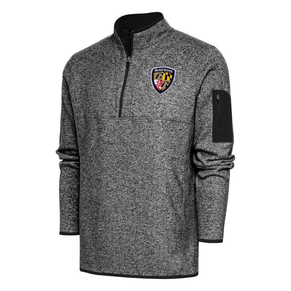 Antigua Throwback Fortune Quarter-Zip Pullover Jacket - Baltimore Ravens
