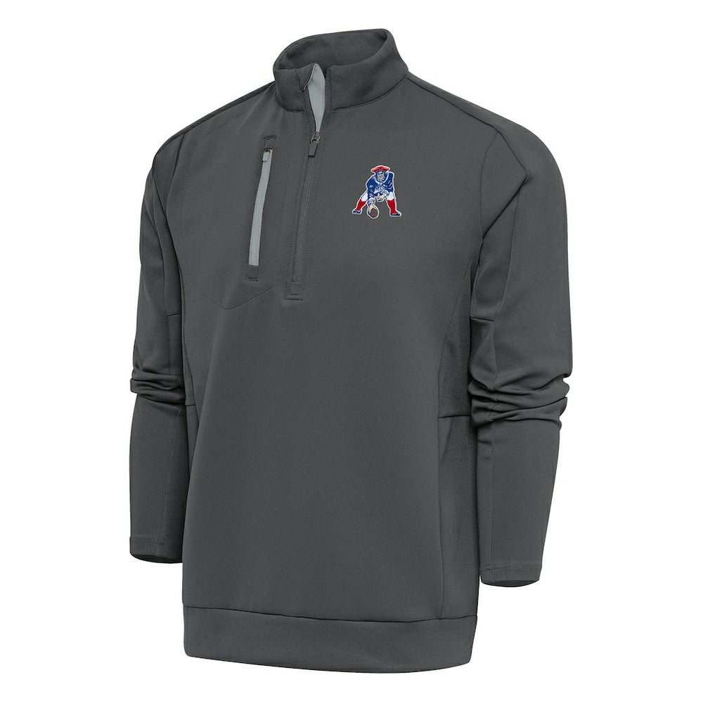Antigua Team Logo Throwback Generation Quarter-Zip Pullover Top - New England Patriots