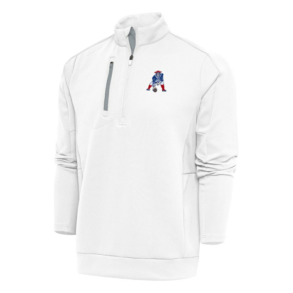 Antigua Team Logo Throwback Generation Quarter-Zip Pullover Top - New England Patriots
