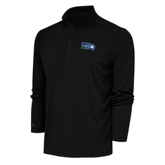 Antigua Team Logo Throwback Tribute Quarter-Zip Pullover Top - Seattle Seahawks
