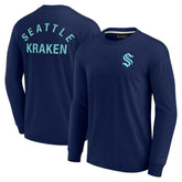 NHL Navy Seattle Kraken Fanatics Unisex Elements Super Soft Long Sleeve T-Shirt