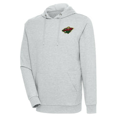 NHL Heather Gray Minnesota Wild Antigua Action Chenille Pullover Hoodie