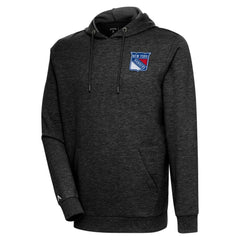 NHL Heather Black New York Rangers Antigua Action Chenille Pullover Hoodie