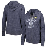 MLB Milwaukee Brewers Touch Women's Training Camp Tri-Blend Lightweight Full-Zip Hoodie