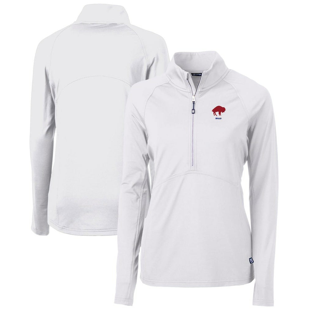 Cutter & Buck Women's Throwback Logo Adapt Eco Knit Stretch Recycled Half-Zip Pullover Top - Buffalo Bills