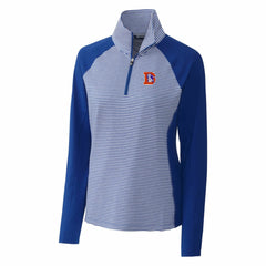 Cutter & Buck Women's Throwback Logo Forge Tonal Stripe Stretch Half-Zip Pullover Top - Denver Broncos