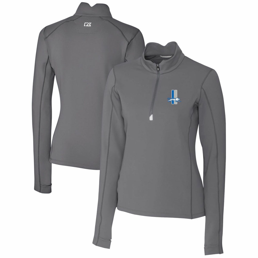Cutter & Buck Women's Throwback Logo Traverse Stretch Quarter-Zip Pullover Top - Detroit Lions