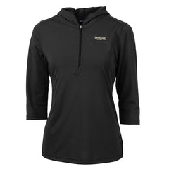 Cutter & Buck Women's Throwback Logo Virtue Eco Pique 3/4 Sleeve Half-Zip Pullover Hoodie - New York Jets