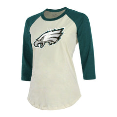 Jalen Hurts Majestic Threads Women's Player Raglan Name & Number Fitted 3/4-Sleeve T-Shirt - Philadelphia Eagles