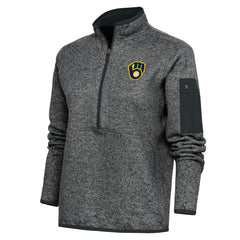MLB Milwaukee Brewers Antigua Women's Logo Fortune Quarter-Zip Pullover Jacket