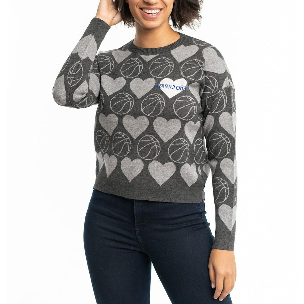 NBA Golden State Warriors Lusso Women's Basketball Love Swarovski Crystal Intarsia Pullover Sweater sale