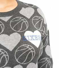 NBA Philadelphia 76ers Lusso Women's Basketball Love Swarovski Crystal Intarsia Pullover Sweater